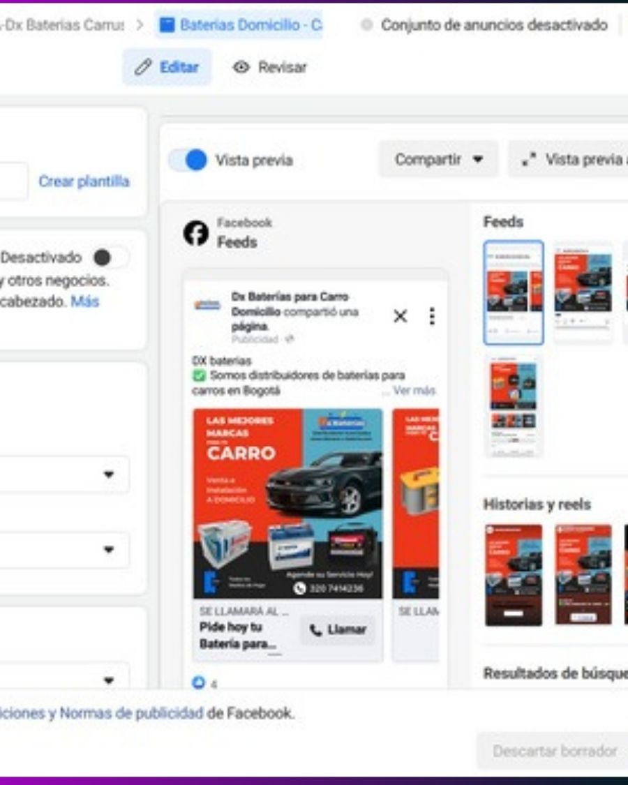 Dashboard de analítica y resultados